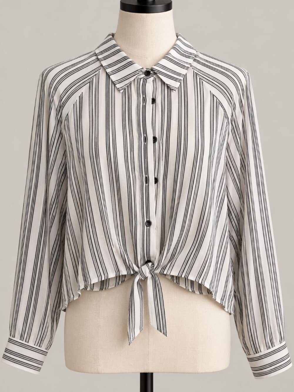 C103 Love, Fire Striped Button-Down Tie-Front Blouse